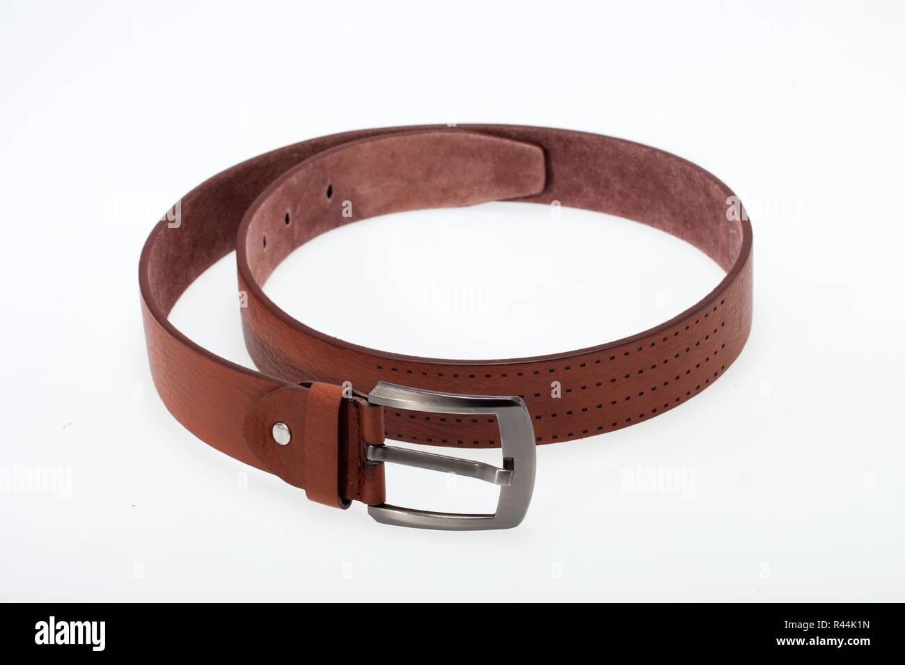 Les hommes ceinture brune isolé sur blanc. Banque D'Images