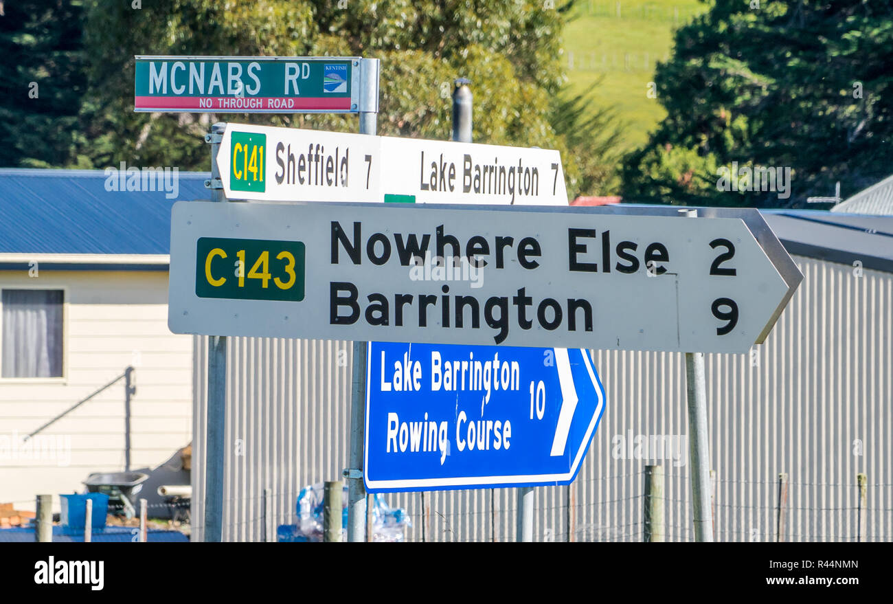 Inscrivez-vous à la ville en Tasmanie appelé 'Nulle part ailleurs' Banque D'Images