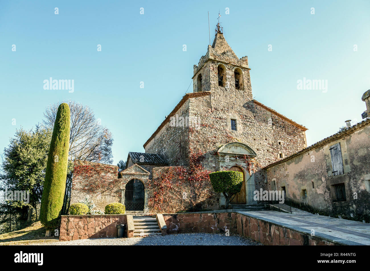 L'église romane de Santa Maria de sau à Vilanova de Sau, Espagne Banque D'Images