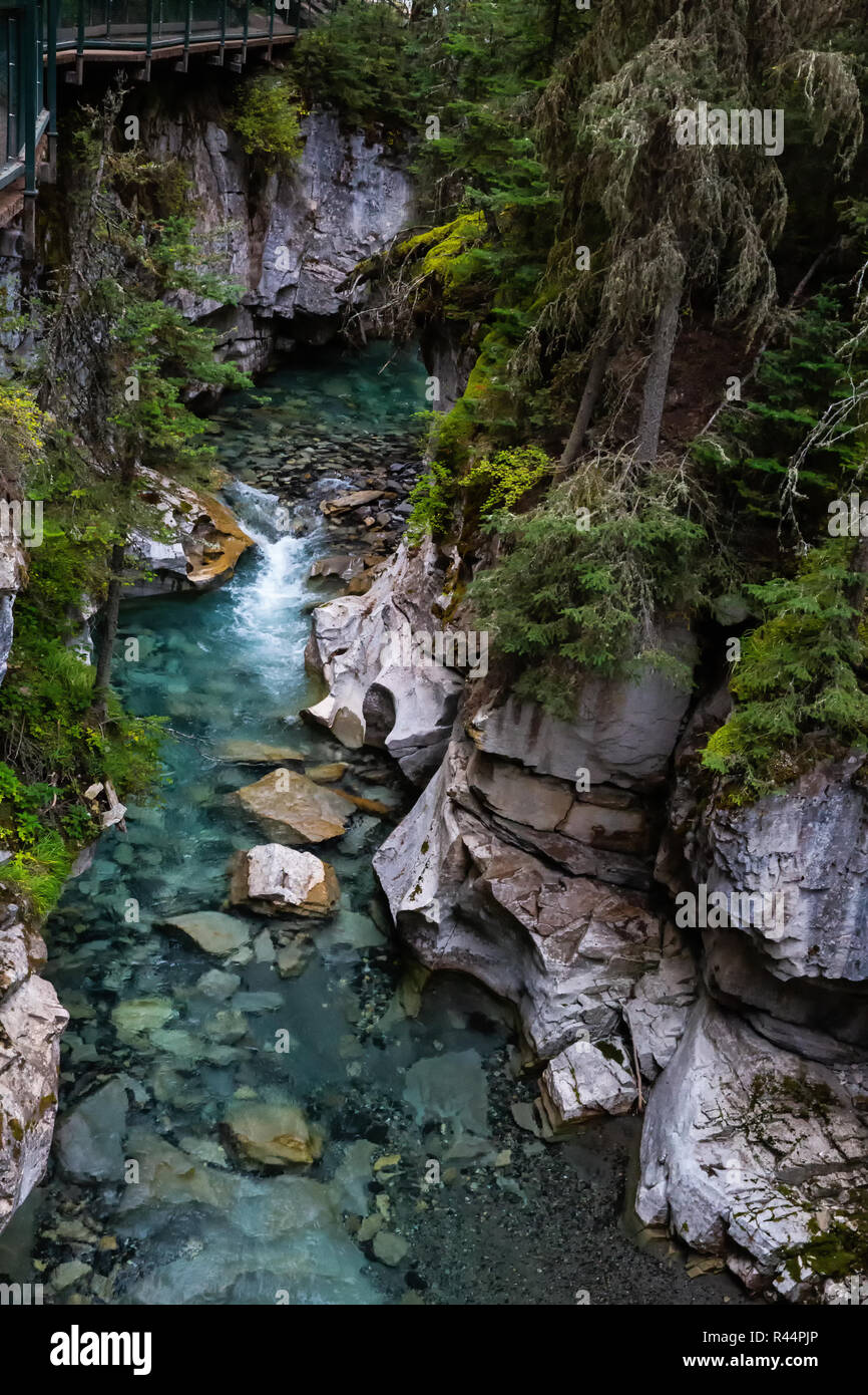 Une rivière glaciaire qui traverse un profond canyon. Banque D'Images