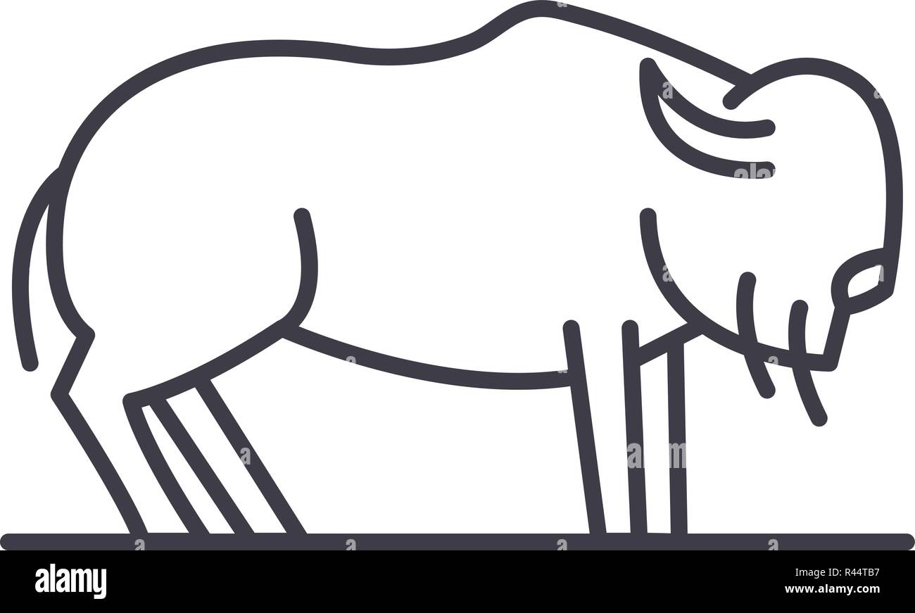 L'icône de la ligne du boeuf musqué concept. Le boeuf musqué vector illustration linéaire, symbole, d'un signe Illustration de Vecteur