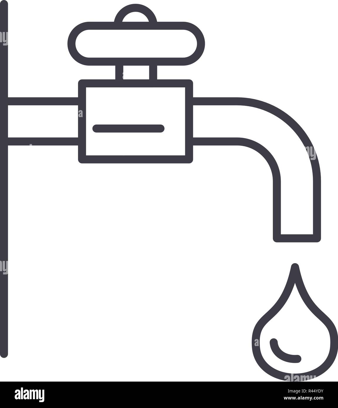 L'icône de la ligne du robinet de l'eau concept. Un robinet d'eau ...