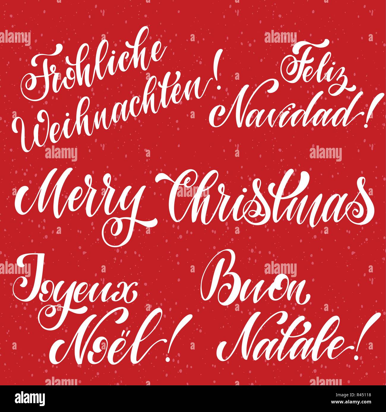 Joyeux Noel Sur L Anglais Francais Allemand Espagnol Et Italien Elements D Invitations Affiches Cartes De Vœux T Shirt Design Meilleurs Vœux Image Vectorielle Stock Alamy