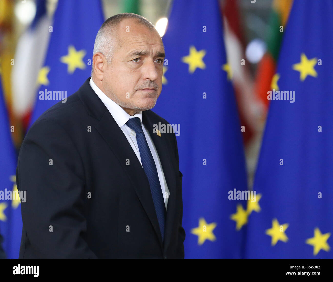 Bruxelles, Belgique. 25Th Nov, 2018. Le Premier ministre bulgare Boyko Borissov arrive à un Brexit spécial sommet à Bruxelles, Belgique, le 25 novembre 2018. Credit : Ye Pingfan/Xinhua/Alamy Live News Banque D'Images