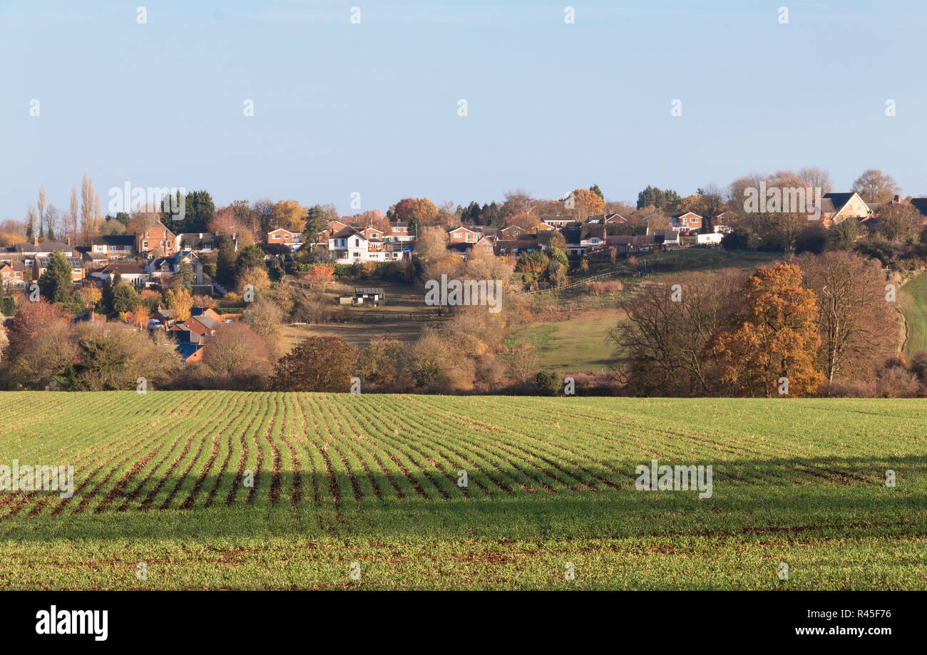 Une image avec vue sur village Thurnby, Leicestershire, Angleterre, Royaume-Uni, pris par un beau jour d'automne. Banque D'Images