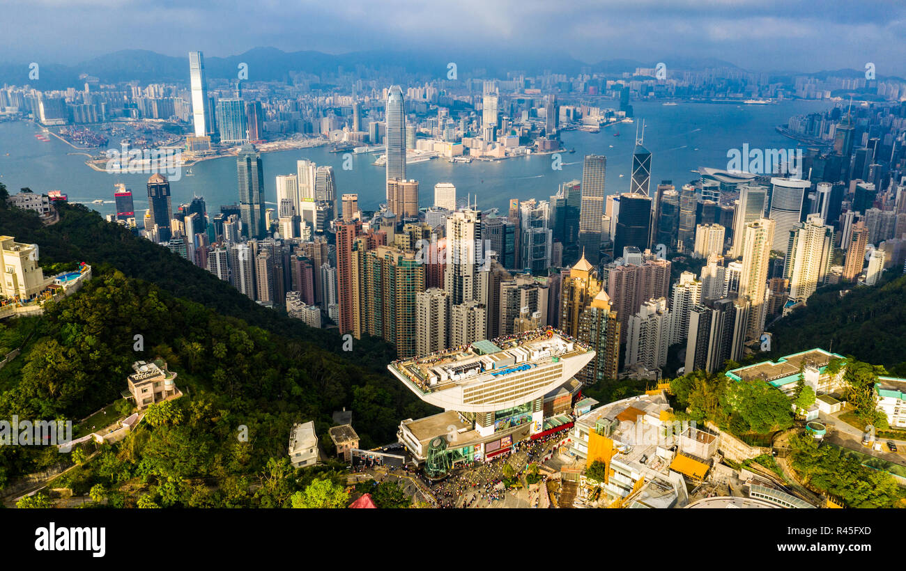 Tour du Pic, Pic Victoria, donnant sur Hong Kong Banque D'Images