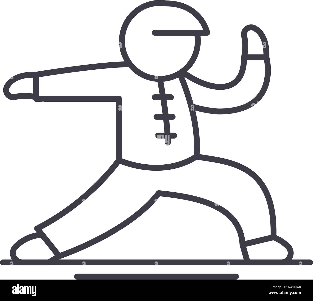 L'icône de la ligne de Wushu concept. Vector illustration linéaire de Wushu, symbole, d'un signe Illustration de Vecteur