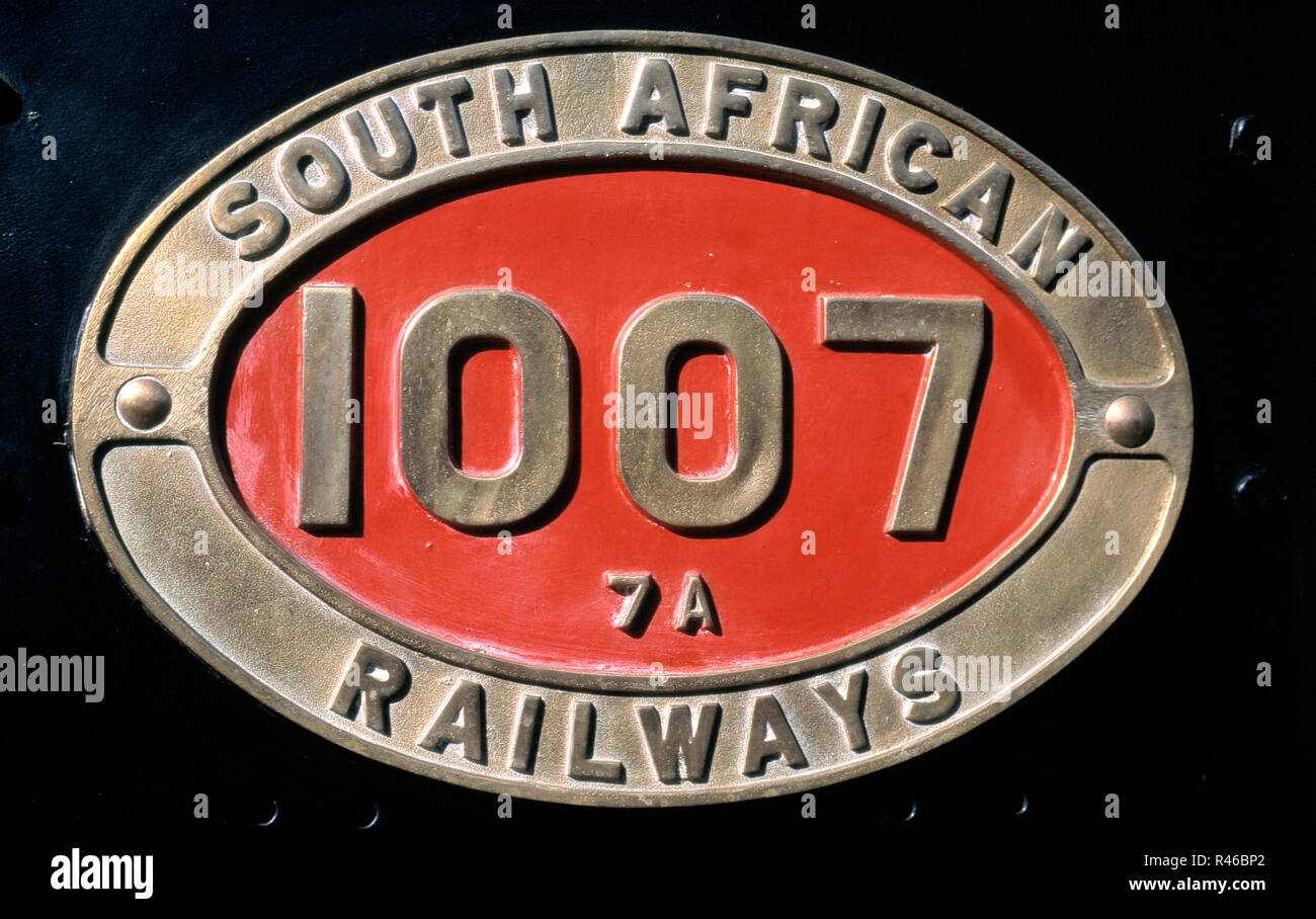 Plaque moteur des chemins de fer sud-africains Banque D'Images