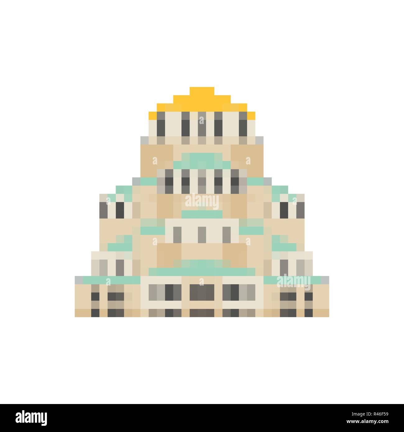 Eglise de Saint Alexandre Nevsky pixel art. Sofia monument 8 bits. Bulgarie showplace pixélisation 16bit. Le vieux jeu style graphique informatique Illustration de Vecteur