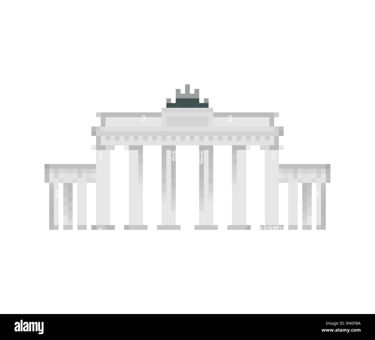 Porte de Brandebourg Berlin monument art pixel 8 bits. Allemagne showplace pixélisation 16bit. Le vieux jeu style graphique informatique Illustration de Vecteur