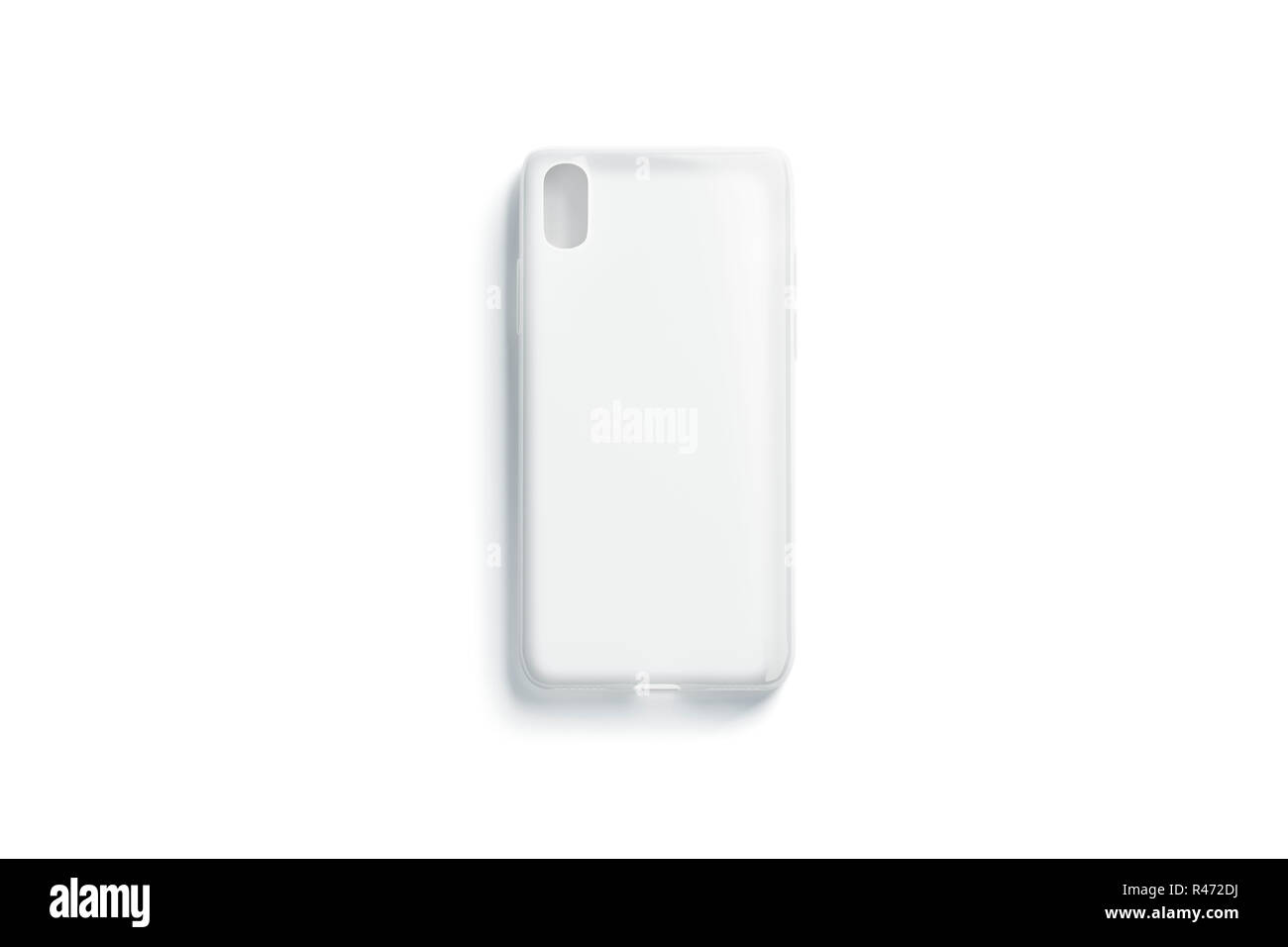 Téléphone transparent mat blanc cas isolés, maquette, vue du dessus, rendu 3d. Enregistrer la maquette vide de bouclier. Couvercle souple thermoplastique pour smartphone. Protection pour la réécriture de l'appareil. Banque D'Images