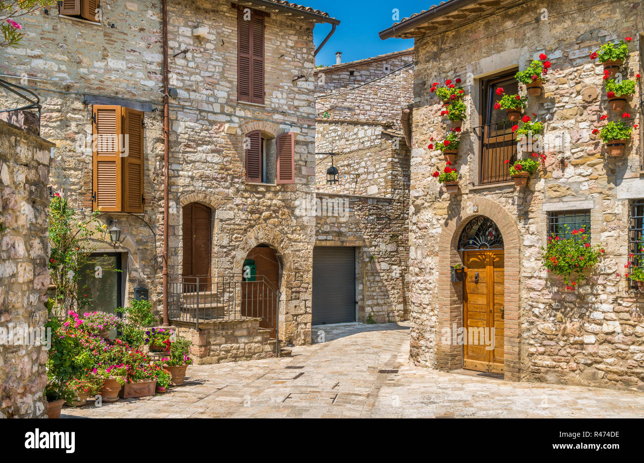 Une vue pittoresque à Assise. Province de Pérouse, Ombrie, Italie centrale. Banque D'Images