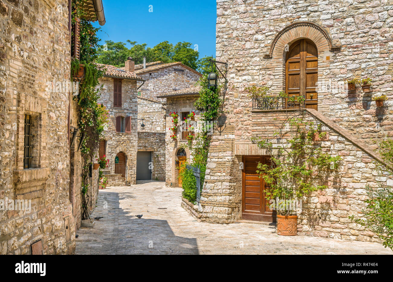 Une vue pittoresque à Assise. Province de Pérouse, Ombrie, Italie centrale. Banque D'Images