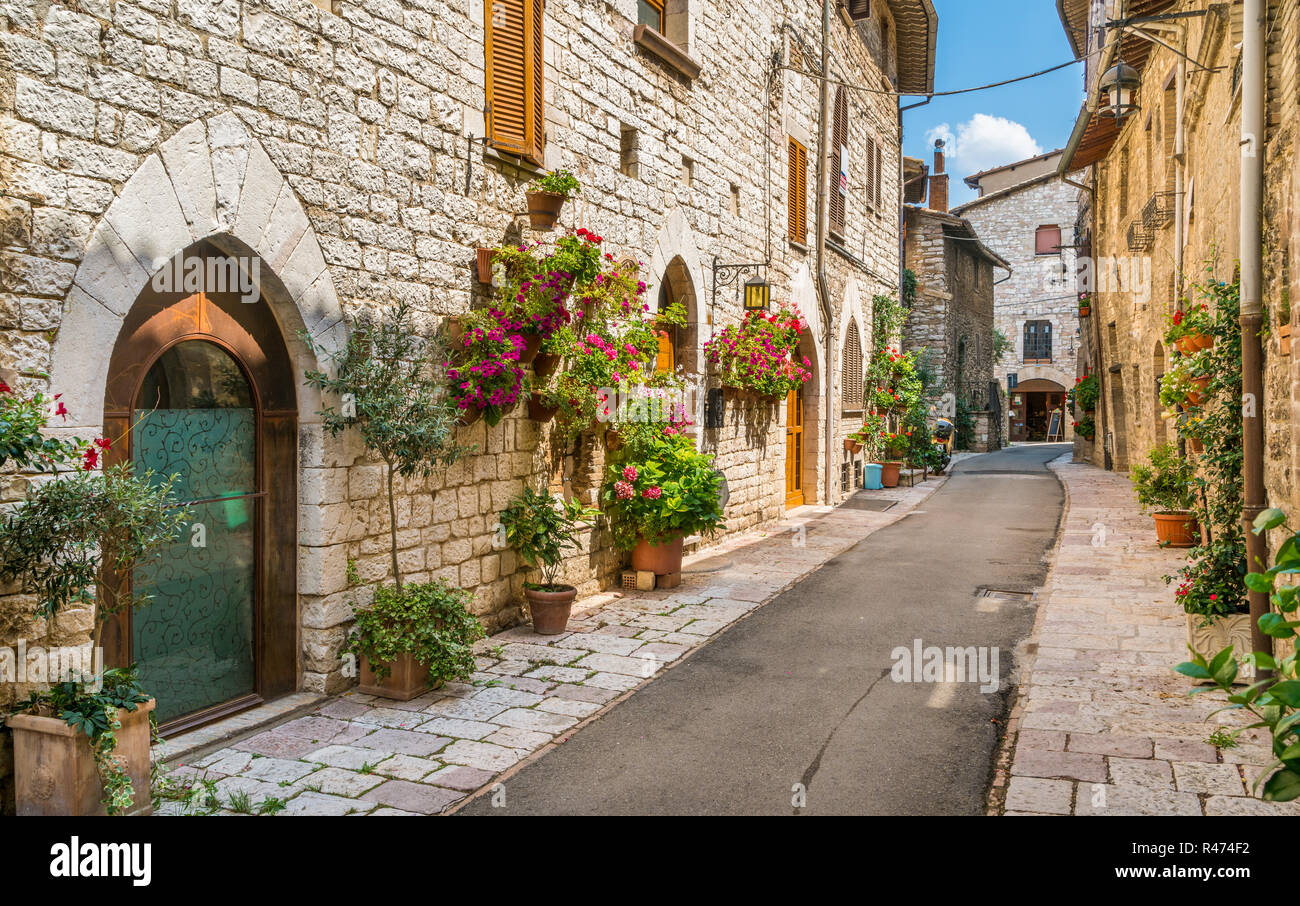 Une vue pittoresque à Assise. Province de Pérouse, Ombrie, Italie centrale. Banque D'Images