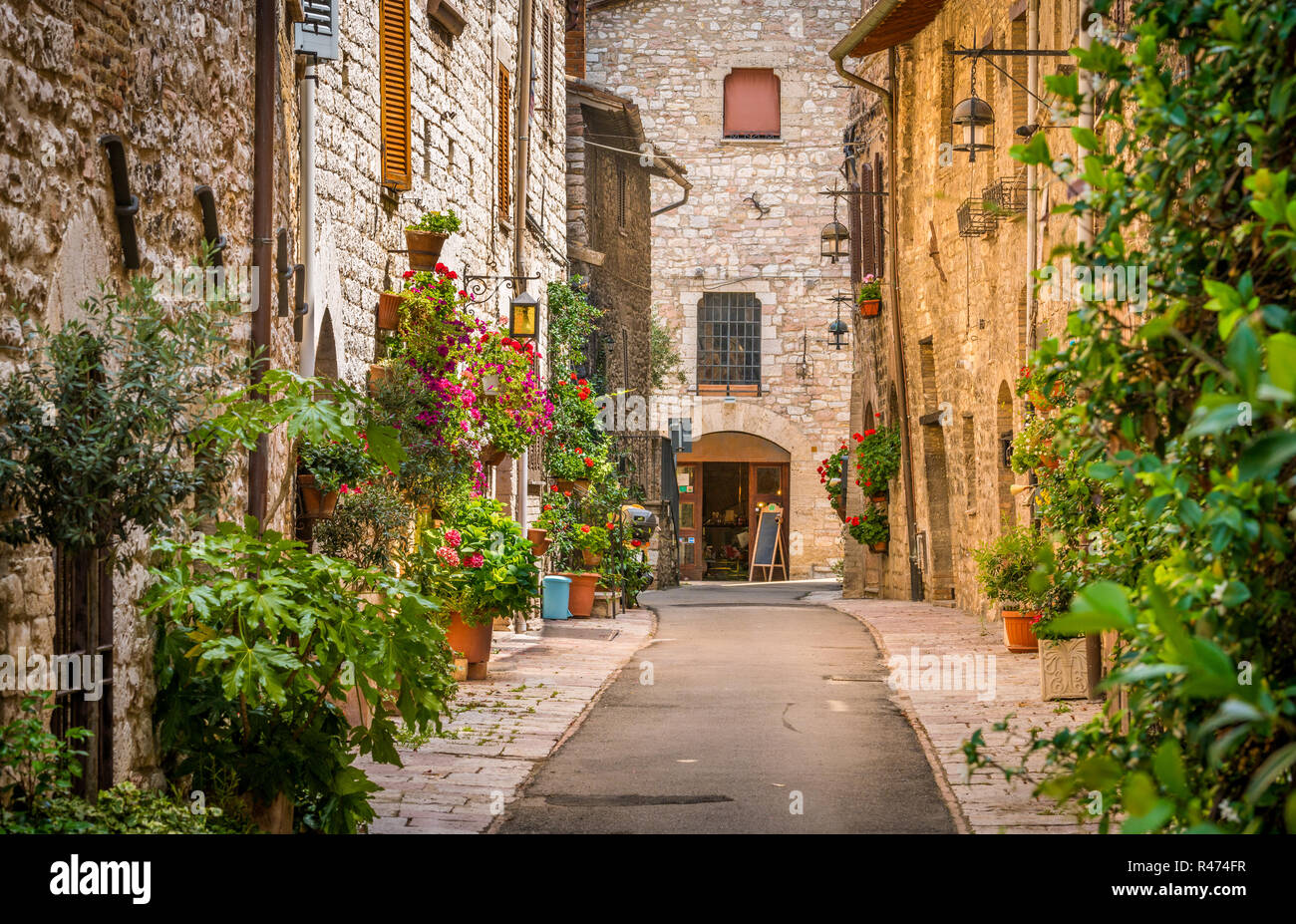 Une vue pittoresque à Assise. Province de Pérouse, Ombrie, Italie centrale. Banque D'Images