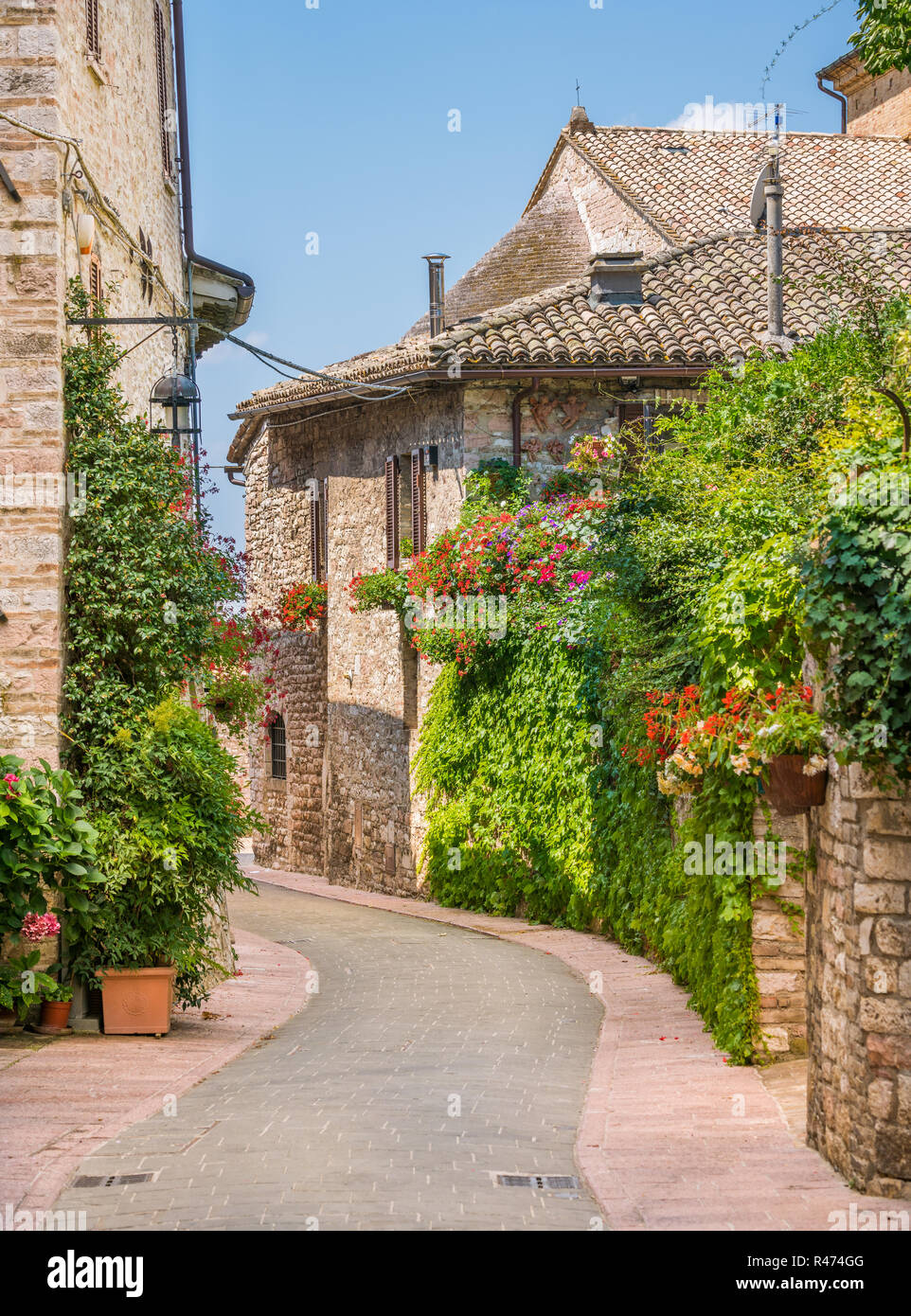 Une vue pittoresque à Assise. Province de Pérouse, Ombrie, Italie centrale. Banque D'Images