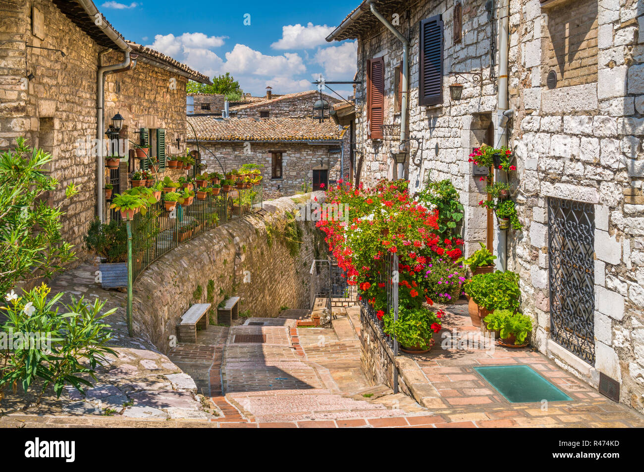 Une vue pittoresque à Assise. Province de Pérouse, Ombrie, Italie centrale. Banque D'Images