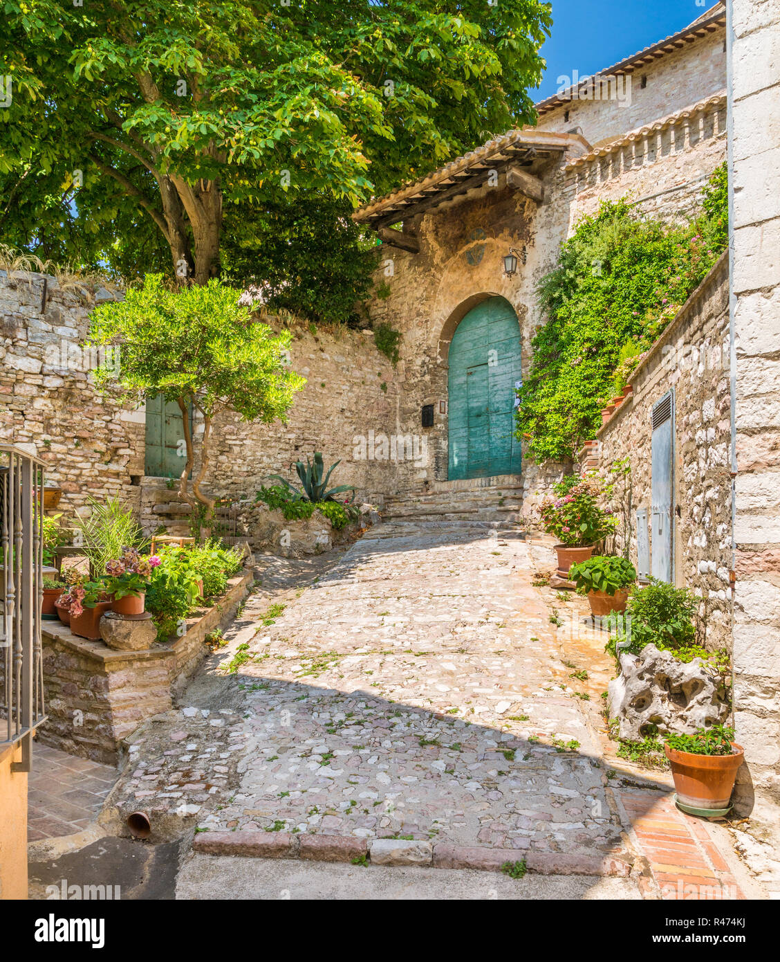 Une vue pittoresque à Assise. Province de Pérouse, Ombrie, Italie centrale. Banque D'Images