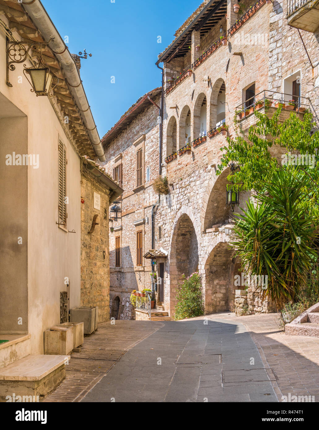 Une vue pittoresque à Assise. Province de Pérouse, Ombrie, Italie centrale. Banque D'Images