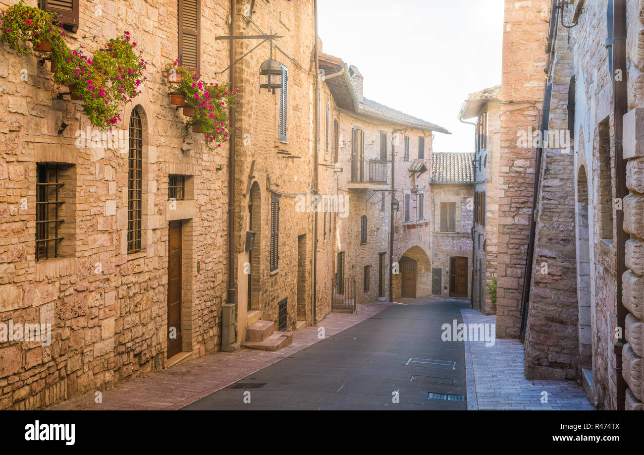 Une vue pittoresque à Assise. Province de Pérouse, Ombrie, Italie centrale. Banque D'Images