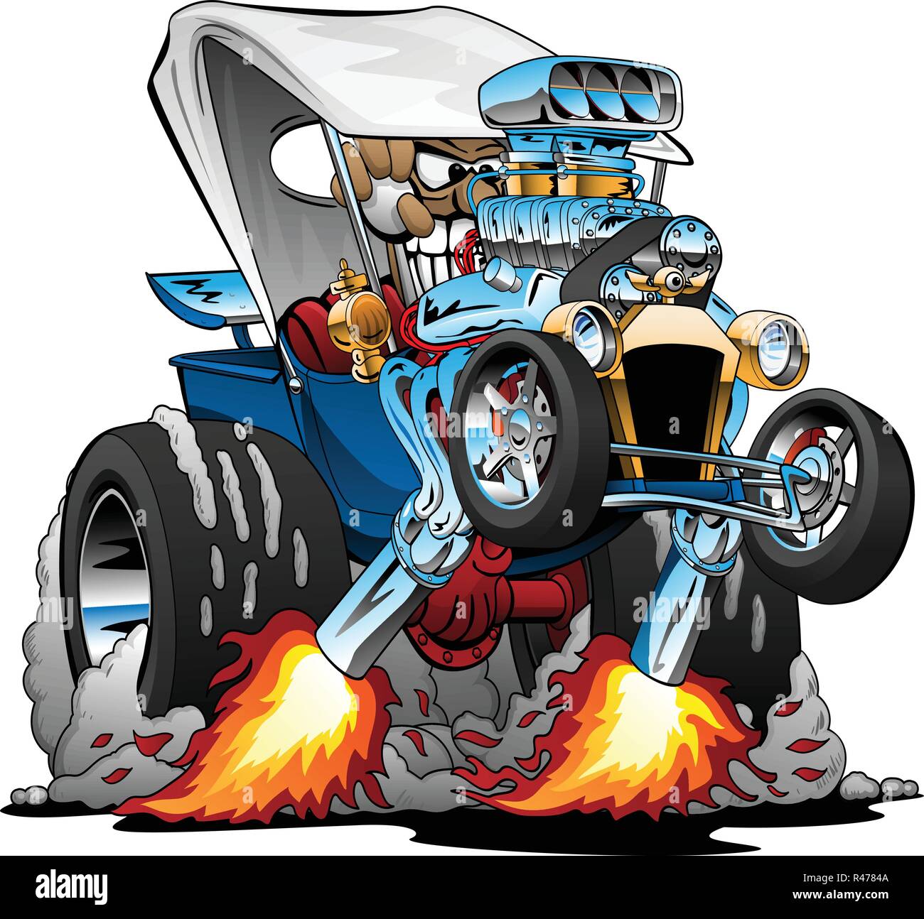 Custom T-bucket Roadster Hotrod Cartoon Vector Illustration Illustration de Vecteur