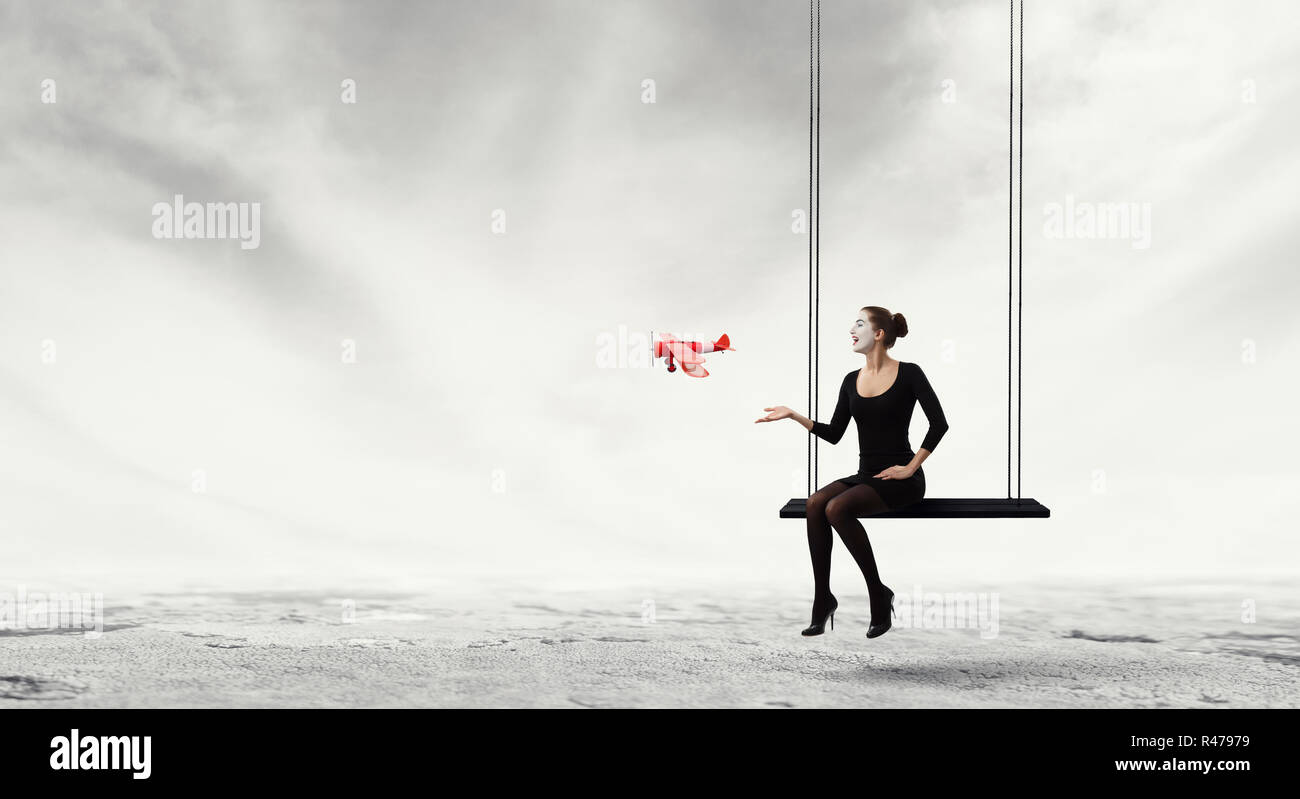 Jeune femme mime. Technique mixte Banque D'Images