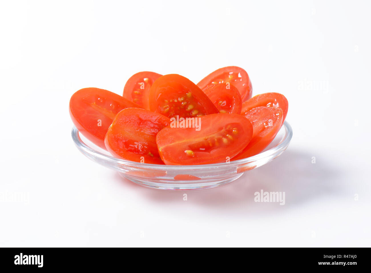 Tomates italiennes, coupées en deux Banque D'Images