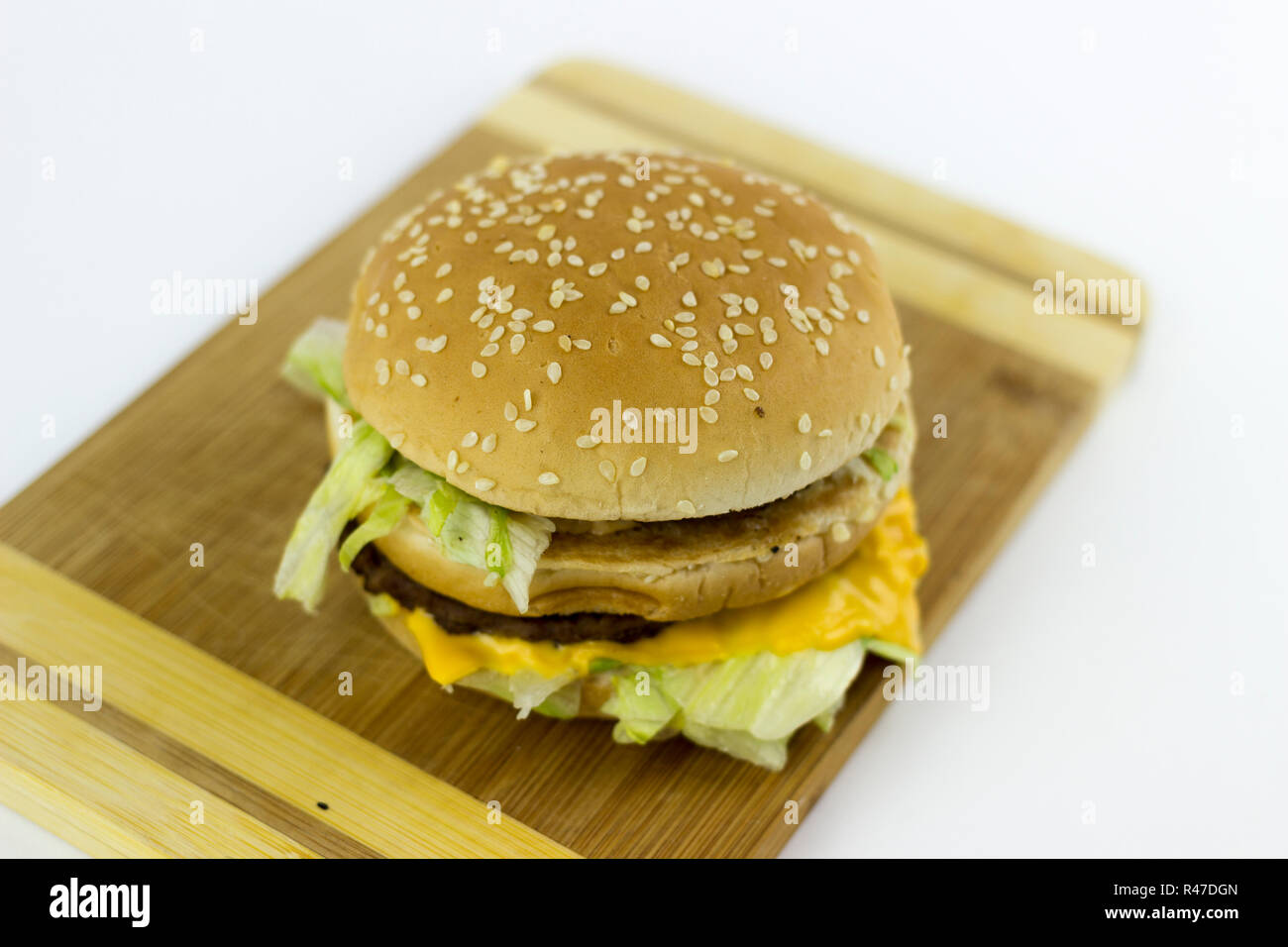 Sur une table de hachage du hamburger Banque D'Images