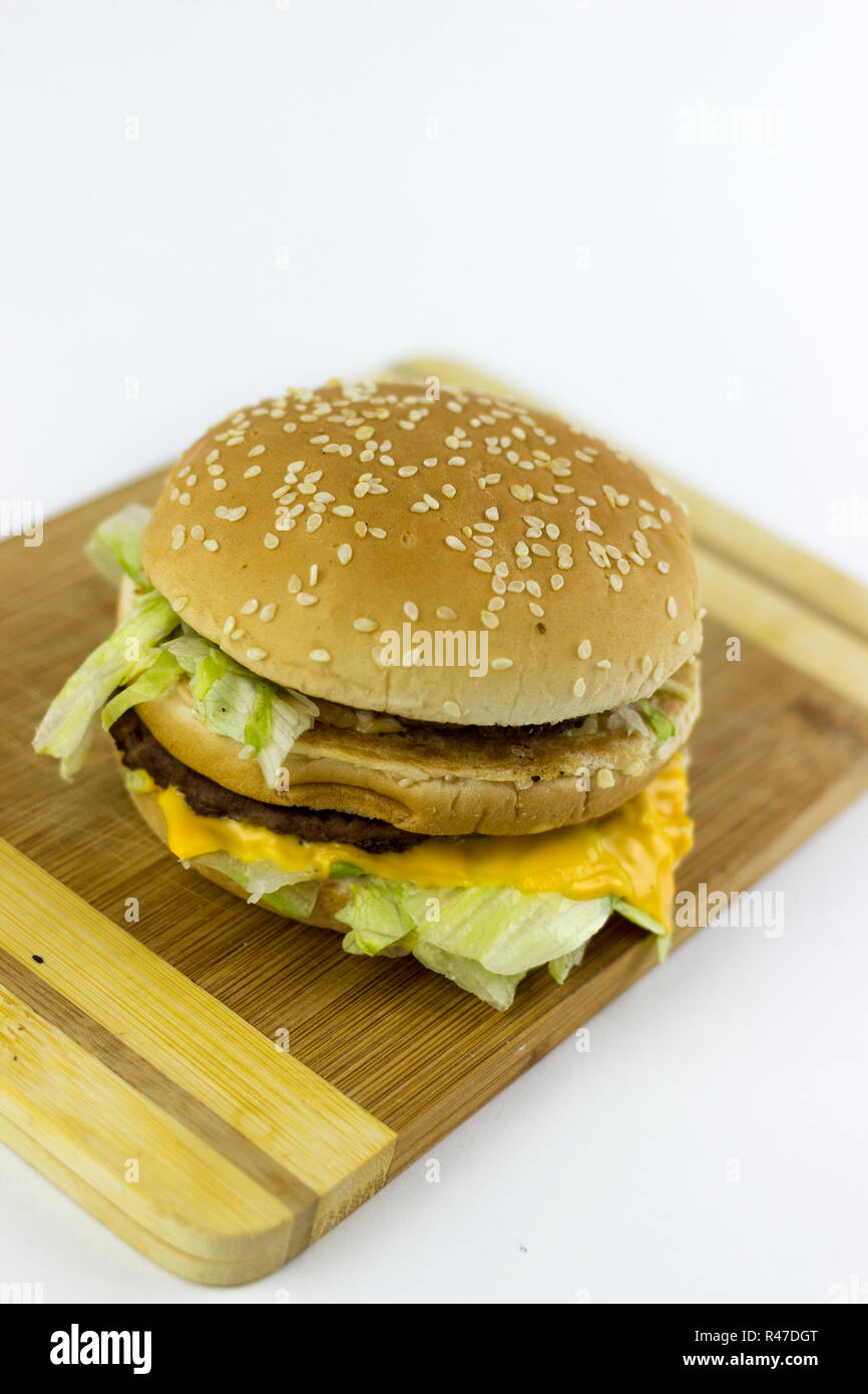 Sur une table de hachage du hamburger Banque D'Images