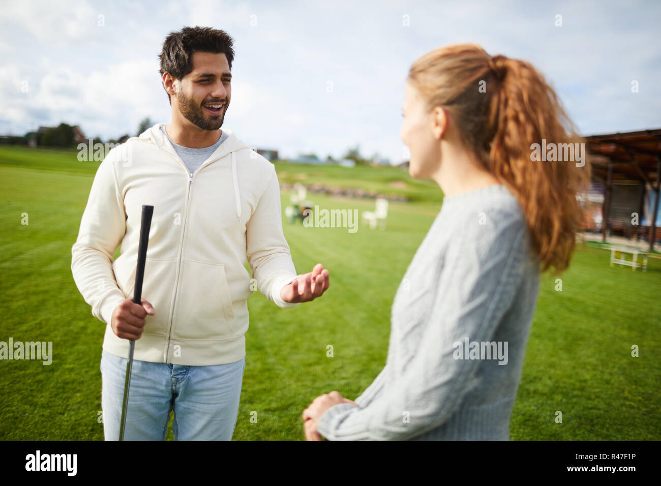 Parler de golfeurs Banque D'Images