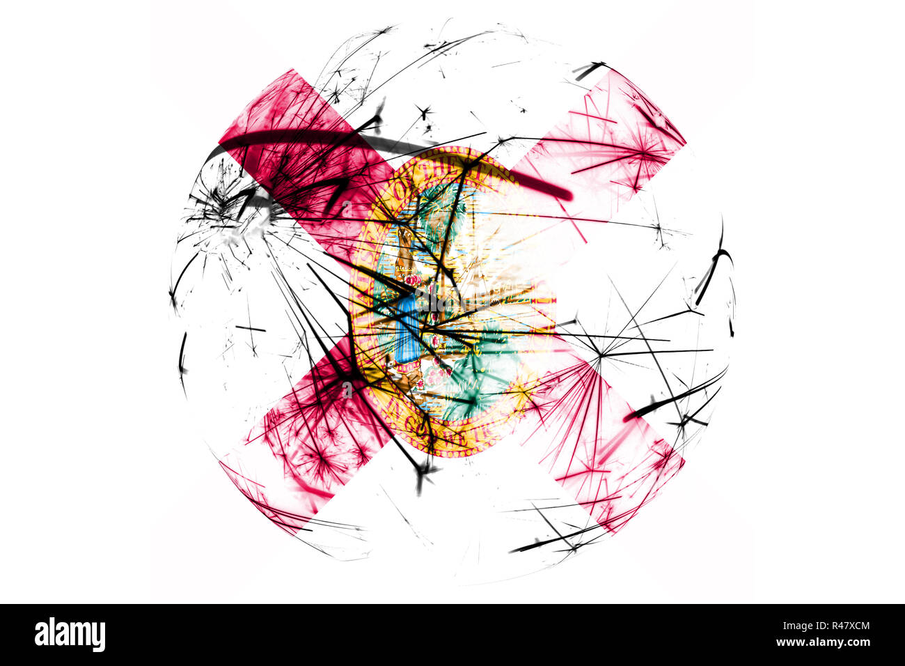 D'artifice Floride drapeau mousseux ball. Noël et Nouvel An, fête nationale et la décoration ornement concept Banque D'Images