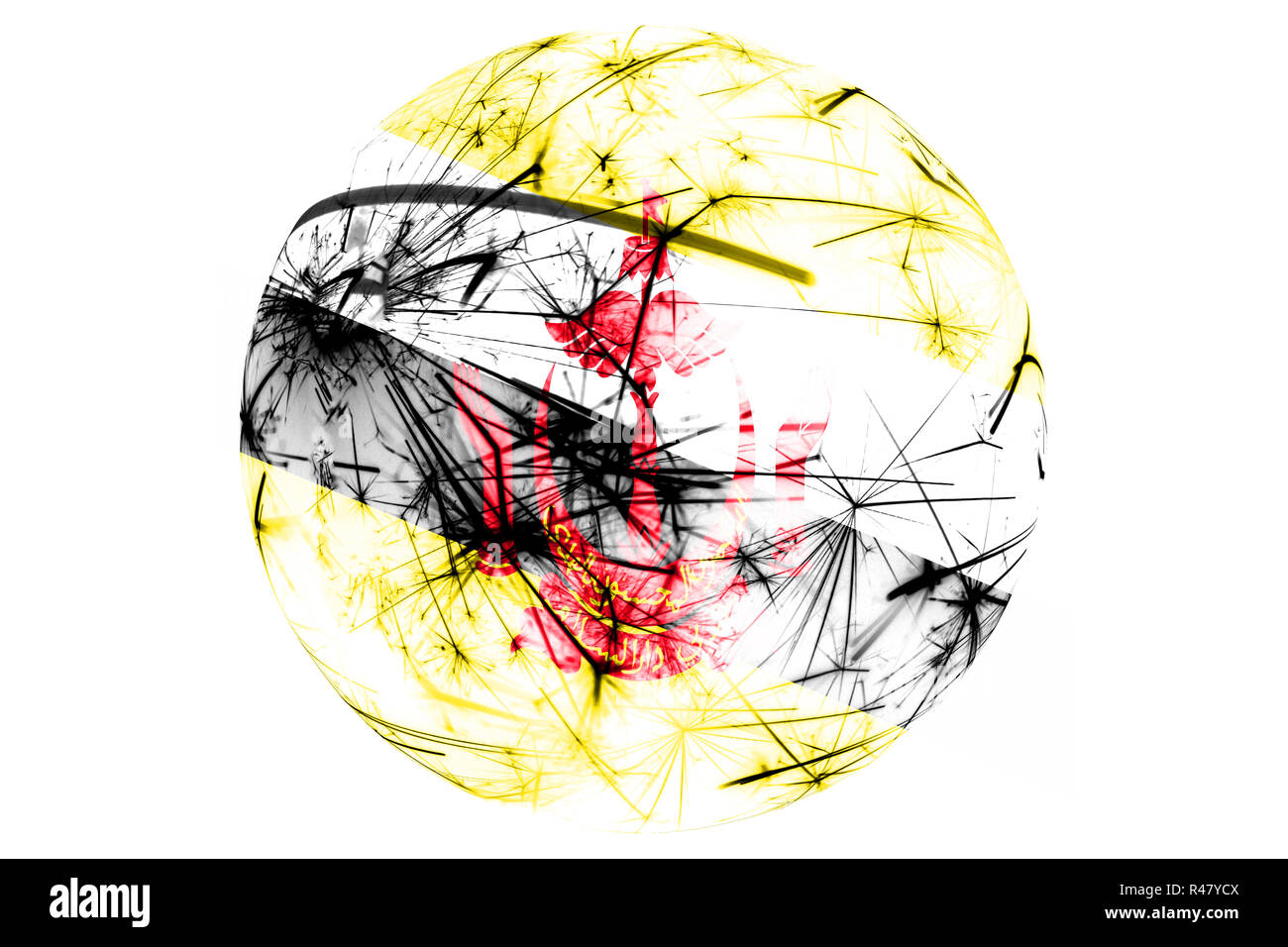 D'artifice Brunei drapeau mousseux ball. Noël et Nouvel An, fête nationale et la décoration ornement concept Banque D'Images