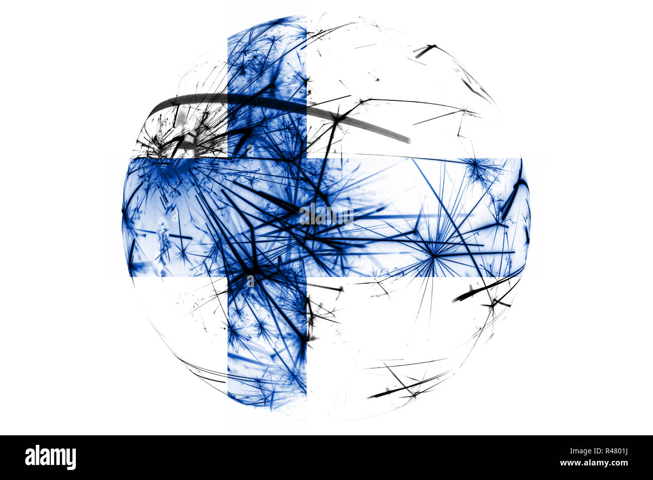 Finlande drapeau mousseux fireworks ball. Noël et Nouvel An, fête nationale et la décoration ornement concept Banque D'Images