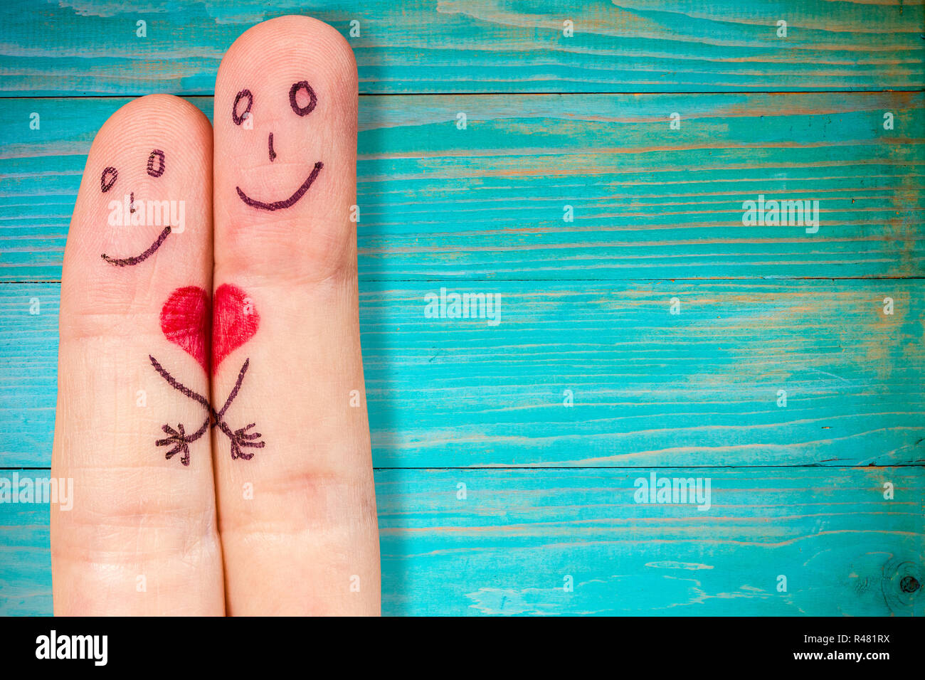 Love concept avec deux doigts Banque D'Images