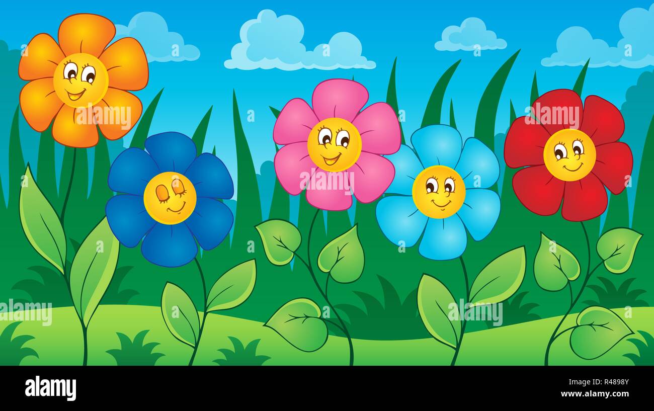 Fleurs sur meadow theme 5 Banque D'Images