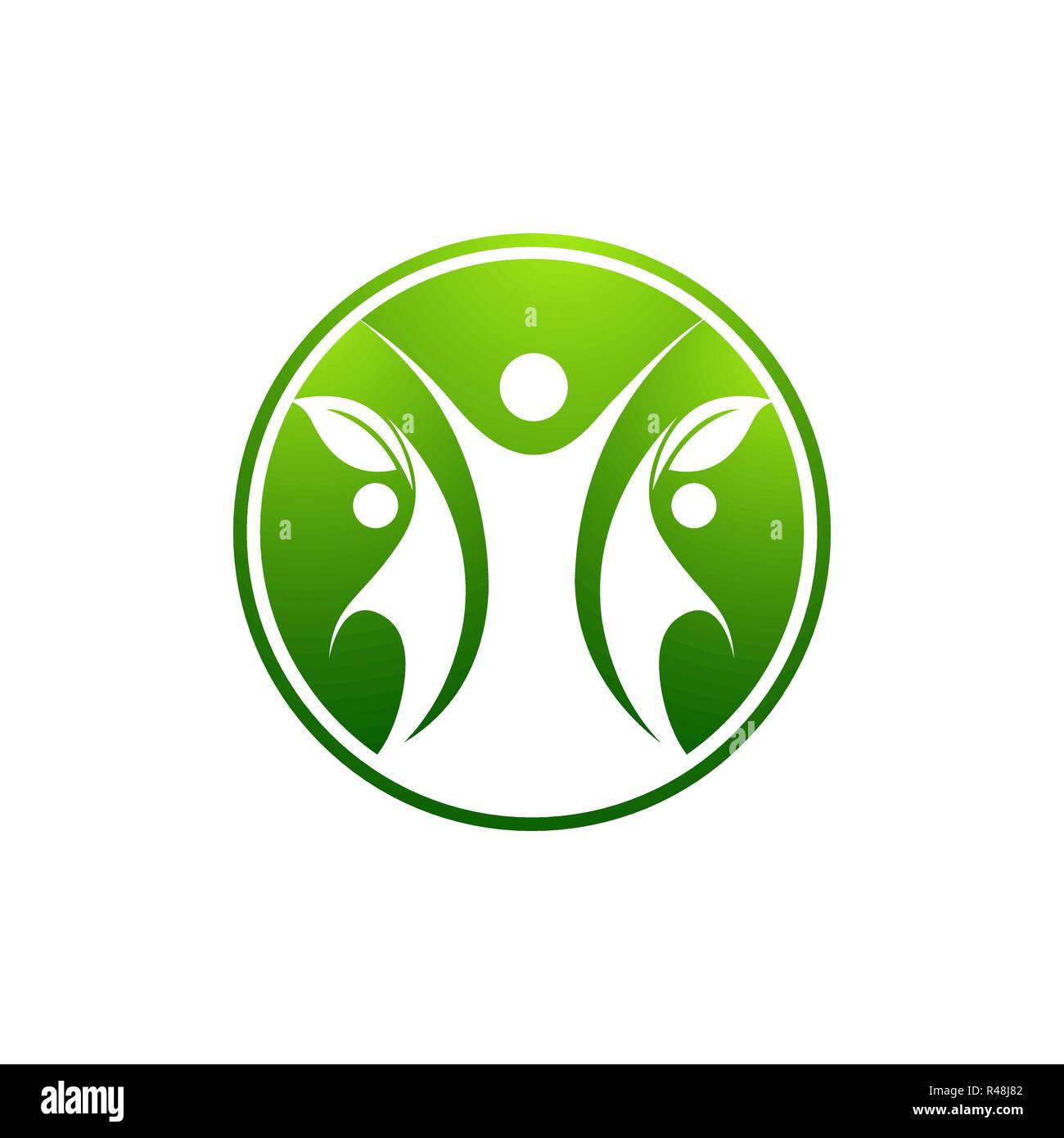 Logo du caractère humain des soins de santé,signe d'un logo. Logo Nature signe. Logo green life sign Illustration de Vecteur