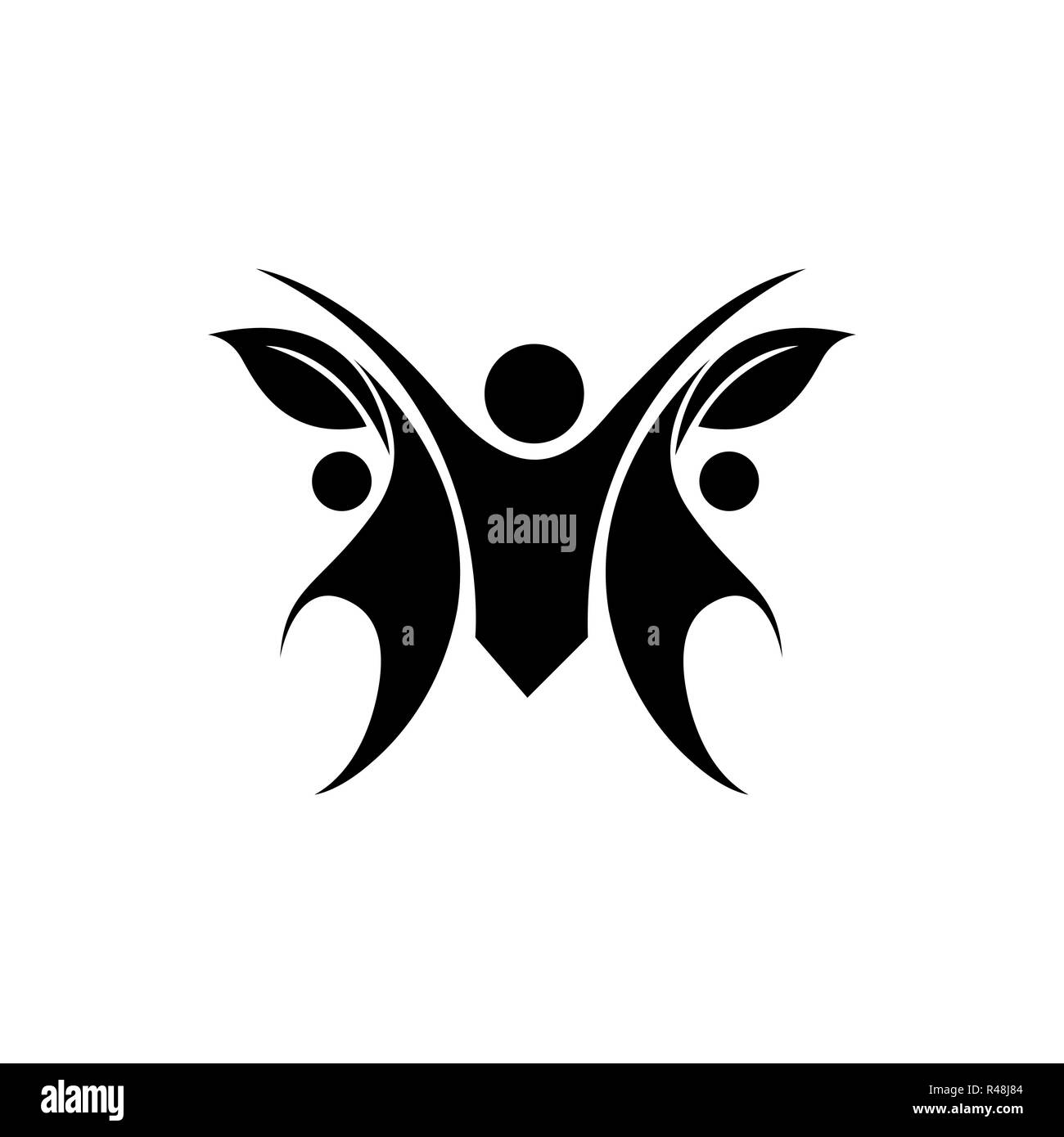 Logo du caractère humain des soins de santé,signe d'un logo. Logo Nature signe. Logo green life sign Illustration de Vecteur