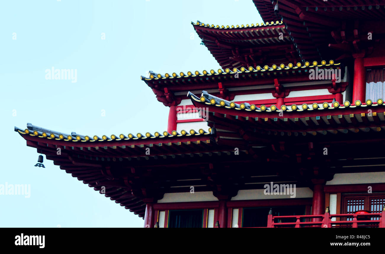 Close-up view of Buddha Tooth Relic Temple à Singapour Banque D'Images
