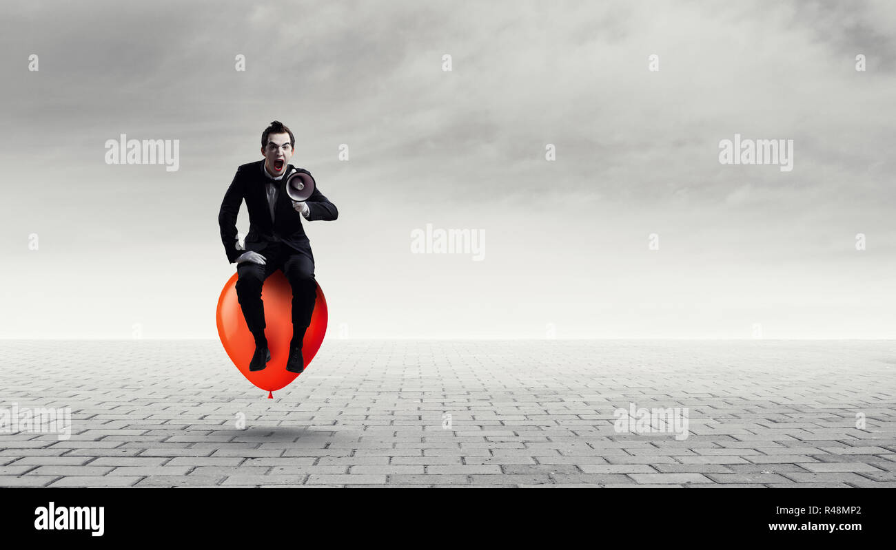 Jeune homme mime. Technique mixte Banque D'Images