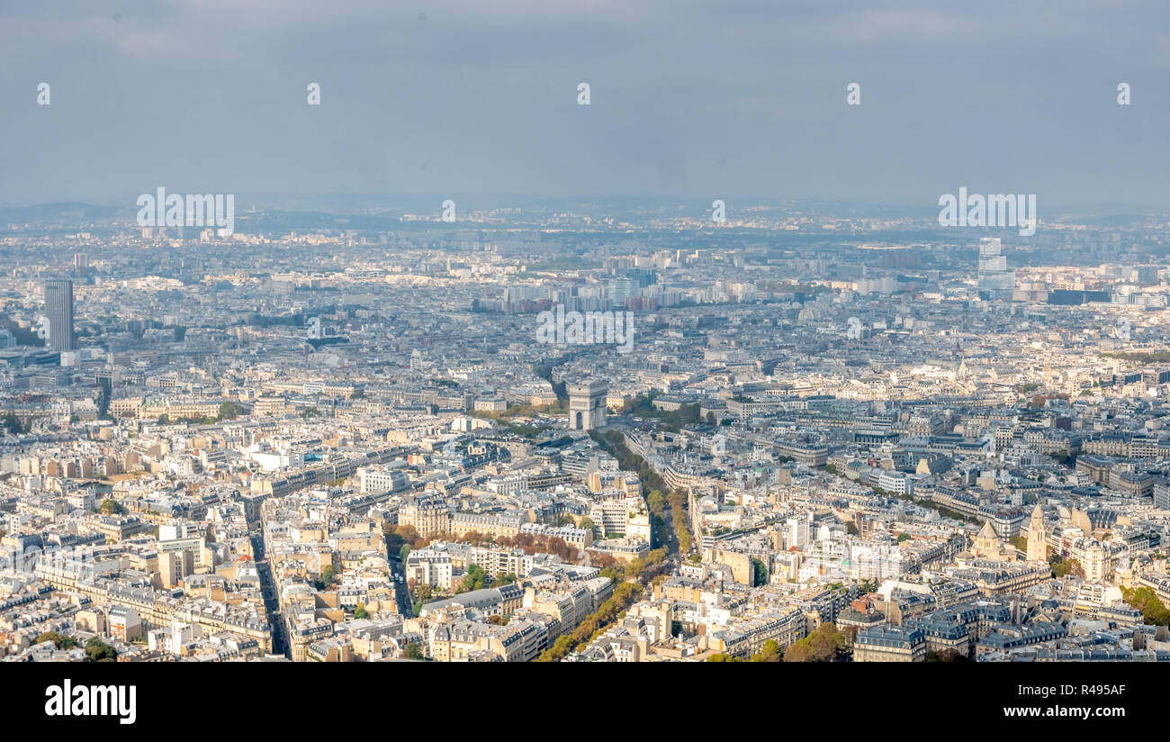 Vue aérienne de l'Arc de Triump de la Tour Eiffel Banque D'Images