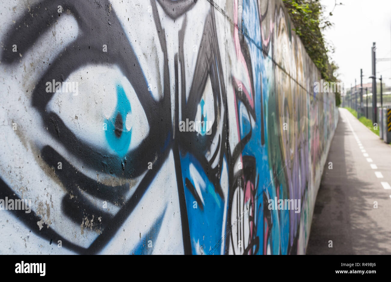 Monster graffiti sur le mur Banque D'Images