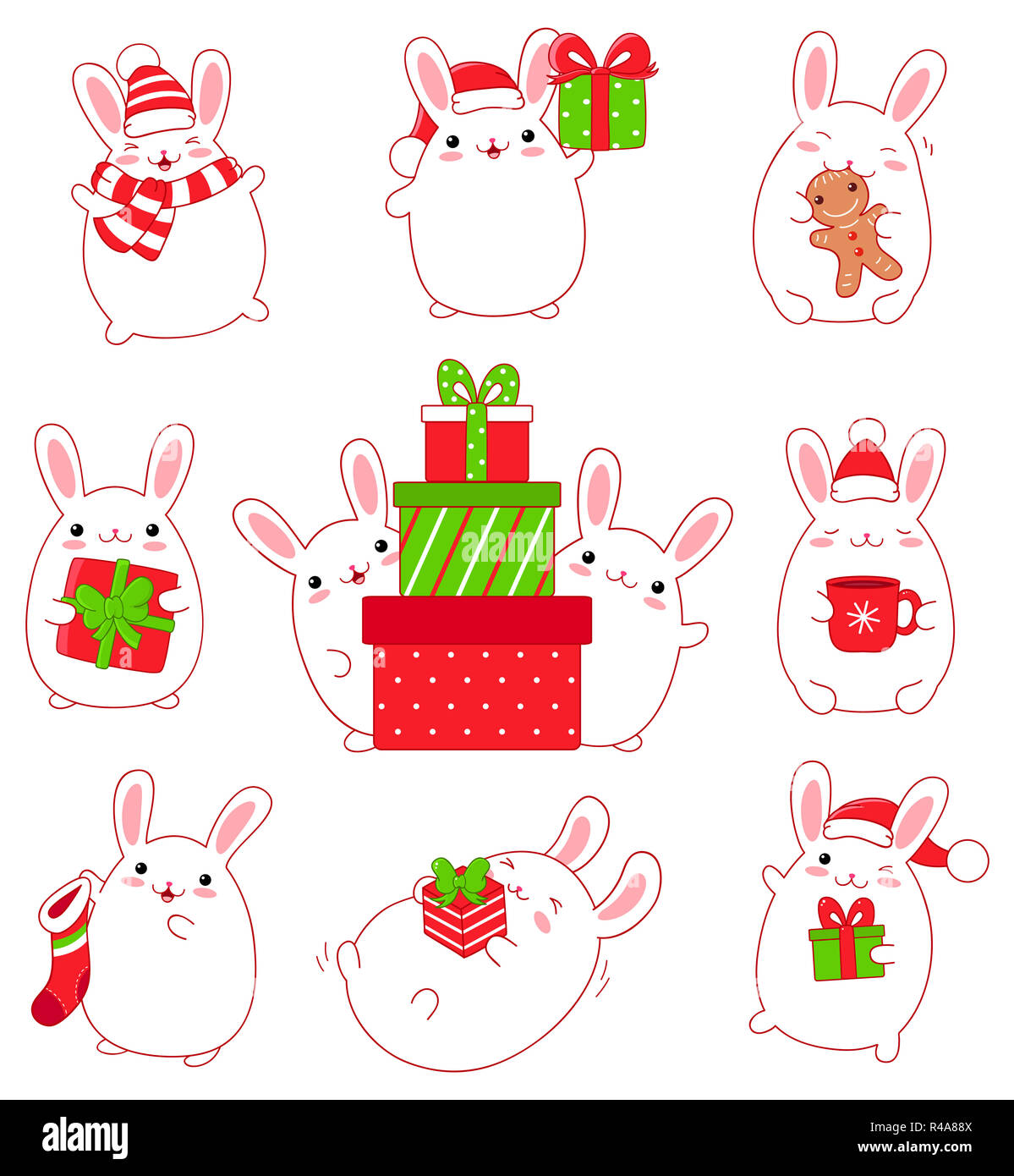 Joyeux Noel Jeu De Cute Kawaii Lapin Dans Le Style Drole Heureux Rire Courir Avec Des Cadeaux De Noel Avec Une Tasse De The Dans Un Chapeau De Pere Noel Au Gingembre Joyeux Noel Jeu De Cute Kawaii Lapin Dans Le Style Drole Heureux Rire Courir Avec Des Cadeaux De Noel Avec Une Tasse De The Dans Un Chapeau De Pere Noel Au Gingembre