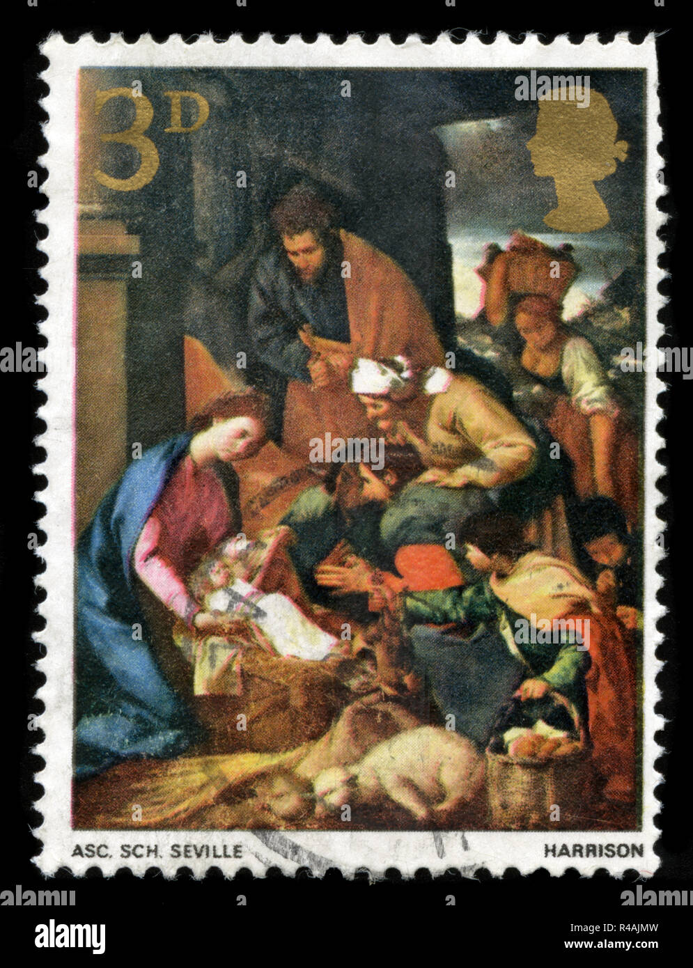 Timbre-poste du Royaume-Uni et l'Irlande du Nord dans la série Noël 1967 - Peintures Banque D'Images