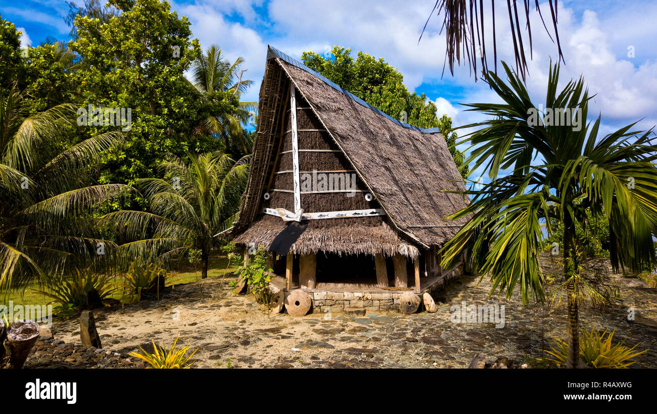 L'île de Yap, maison des hommes, Yap, Caroline Islands, Etats fédéraux de Micronésie Banque D'Images