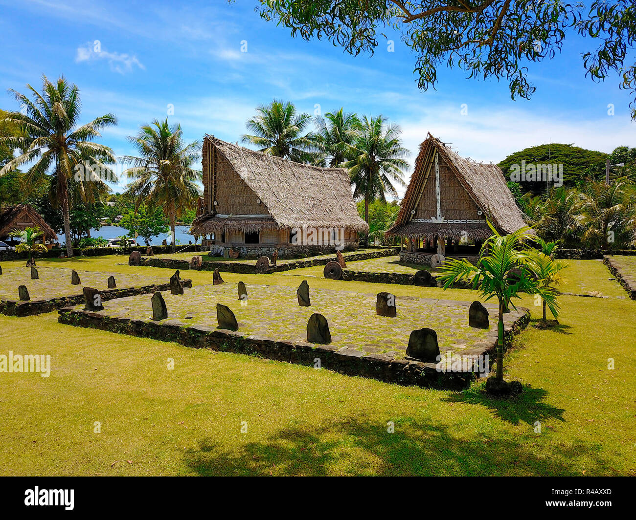 L'île de Yap, museum village, cabane traditionnelle, Colonia, Yap, Caroline Islands, Etats fédéraux de Micronésie Banque D'Images