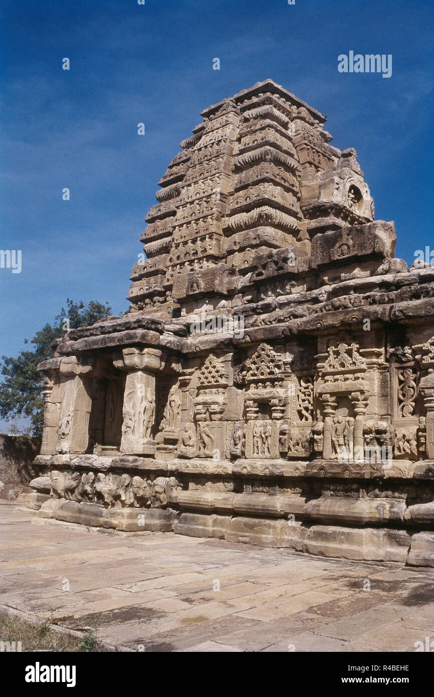 Extérieur de Papanatha temple à Pattadakal, Karnataka, Inde, Asie Banque D'Images