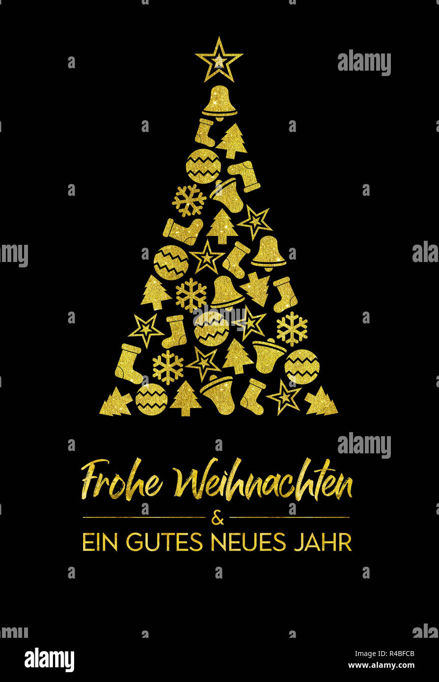 Carte de souhaits - Frohe Weihnachten und ein gutes neues Jahr - Joyeux Noël et bonne année en allemand Banque D'Images