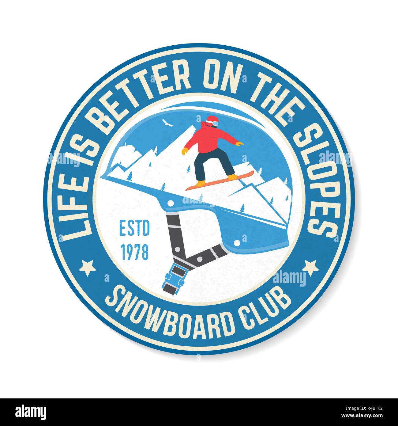 La vie est meilleure sur les pistes. Snowboard Club. Vecteur. Concept pour chemise, patch , imprimer, de timbres ou de pièce en t. Typographie vintage design avec un snowboard et mountain silhouette. Extreme sport d'hiver. Illustration de Vecteur