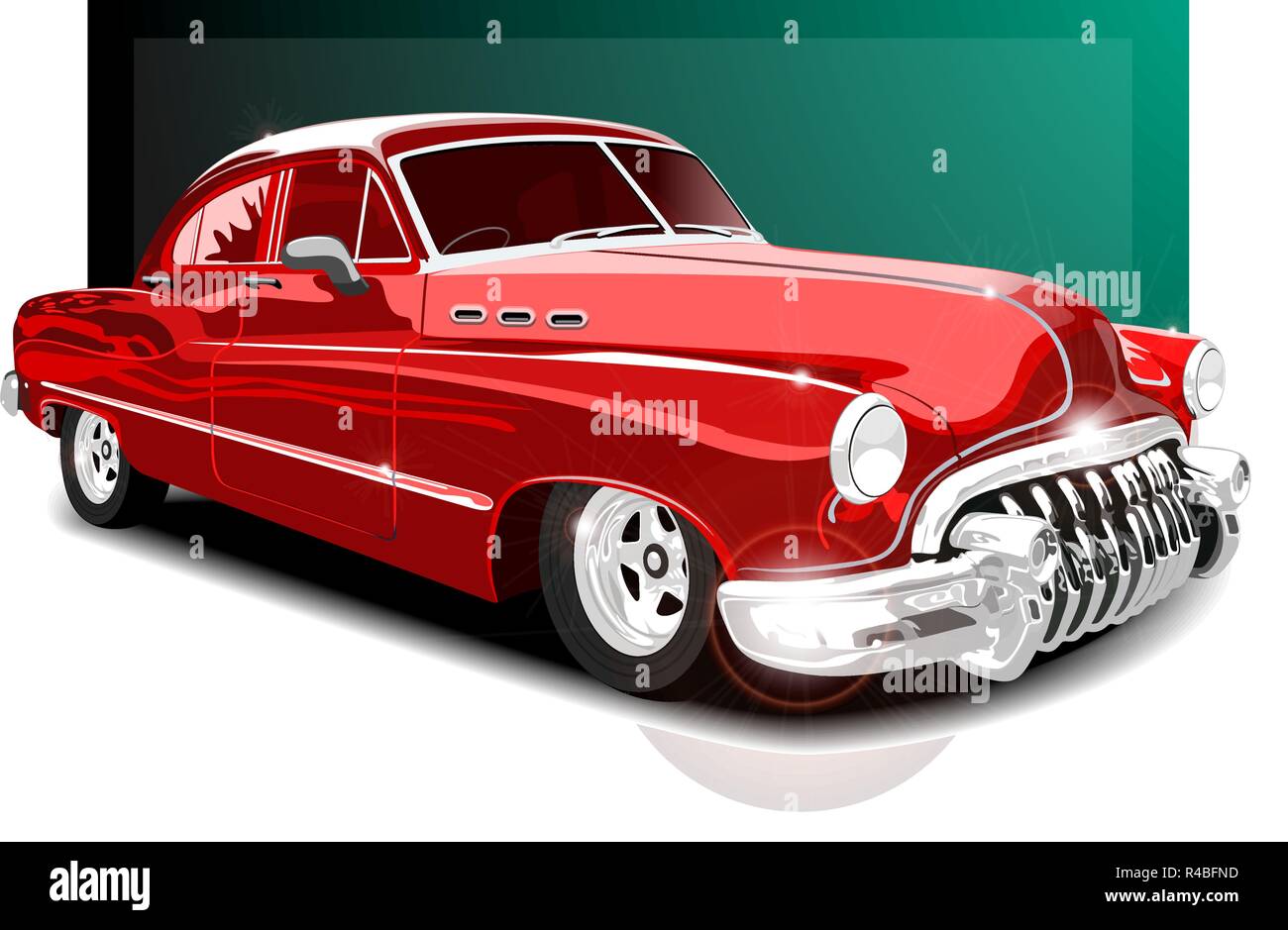 Illustartion vecteur vintage voiture rouge voiture rétro. Illustration de Vecteur