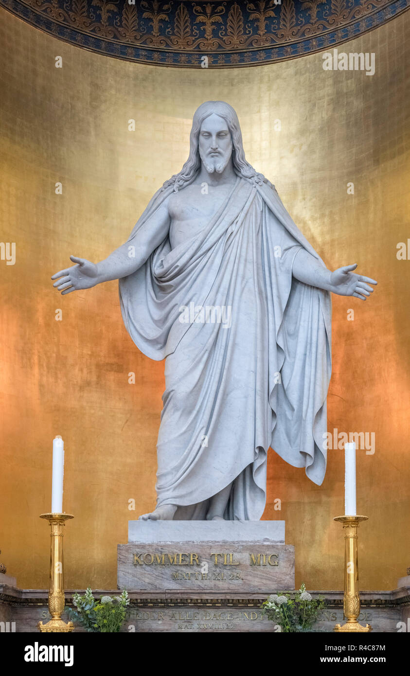 Christus statue du Christ par Bertel Thorvaldsen, Copenhague (la cathédrale Vor Frue Kirke), Quartier Latin, Copenhague, Danemark Banque D'Images